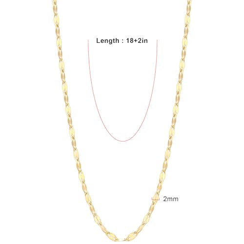 24PCS Gold Necklace Chains for Jewelry Making 2MM 18K Gold PVD Plated Stainless Steel Sparkly Lip Link Chains Bulk for DIY Necklace - color: gold(2mm/ 18 inches)