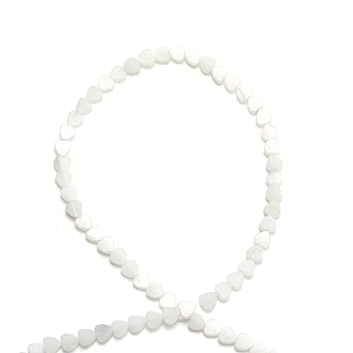 6mm Natural White Jasper Stone Beads Heart Shape Cute Fine Gems Spacer Beads Fit Jewelry Making DIY Exquisite Necklace Bracelet Accessory - color: White Jasper