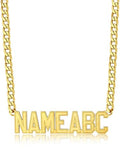 GoldChic JEWELRY Name Necklace Personalized for Men, Womens Custom Name Plate Chain, Stainless Steel Customized Old English Nameplate Choker with Curb Chains Custom, 16 inches to 30 inches - color: Cuban Chain 6 mm- Gold(Large Pendant)