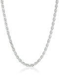 Amazon Essentials Sterling Silver Diamond Cut 14 Inches Rope Chain Necklace - color: Silver, size: 16"