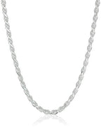 Amazon Essentials Sterling Silver Diamond Cut 14 Inches Rope Chain Necklace - color: Silver, size: 16"