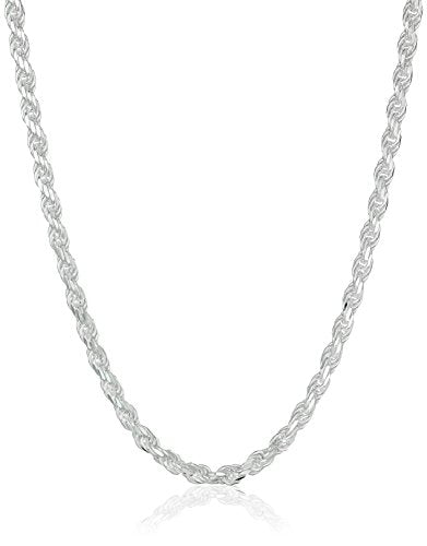 Amazon Essentials Sterling Silver Diamond Cut 14 Inches Rope Chain Necklace - color: Silver, size: 16"