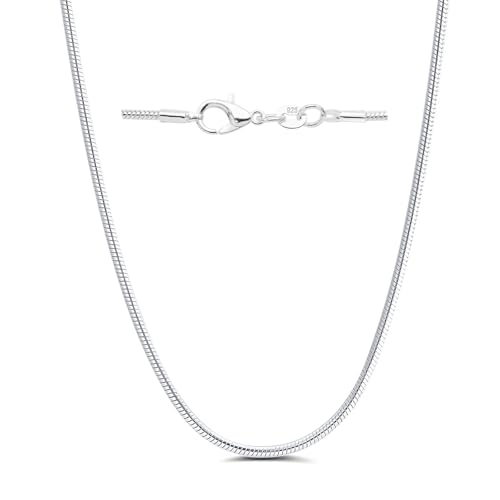 925 Sterling Silver Chain Necklace for Women 16-24 Inch Silver Jewelry Gift - size: 22 Inch, style: Round Snake Chain 2mm