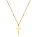 Joxevyia Cross Necklace for 14K Gold Filled Stainless Steel Small Cross Pendant with Cuban Chain Necklace Simple Faith Jewelry Christmas Gift for Men Women 16-24 Inches - size: 24 inches, style: gold cross necklace 0.8"*0.4"