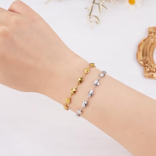 KYUNHOO 13 Feet Solid Square Links Craft Jewelry Bulk Gold Plated Necklace Chain Spool Stainless Steel Jewelry Making Chains with Lobster Clasps and Jump Rings - color: Square Gold