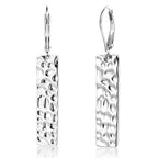 ALEXCRAFT 925 Sterling Silver Dangle Earrings for Women, 14K Gold Plated French Leverback Earrings, Hypoallergenic Lightweight Statement Hammer Square Bar Long Drop Earing for Women Trendy Jewelry - color: SilverC