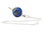 Amazing Gemstone Lapis Lazuli Crystal Ball Pendulum for Divination - Dowsing Pendulum Necklace with Chain and Quartz Bead for Reiki Healing and Crystal Grid Meditation - color: Lapis Lazuli