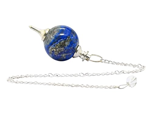 Amazing Gemstone Lapis Lazuli Crystal Ball Pendulum for Divination - Dowsing Pendulum Necklace with Chain and Quartz Bead for Reiki Healing and Crystal Grid Meditation - color: Lapis Lazuli