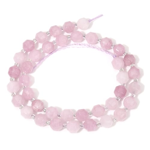 8mm Faceted Natural Spodumene Stone Loose Round Semi Gemstone Beads for Bracelet Necklace Jewelry DIY Making - color: Spodumene-1