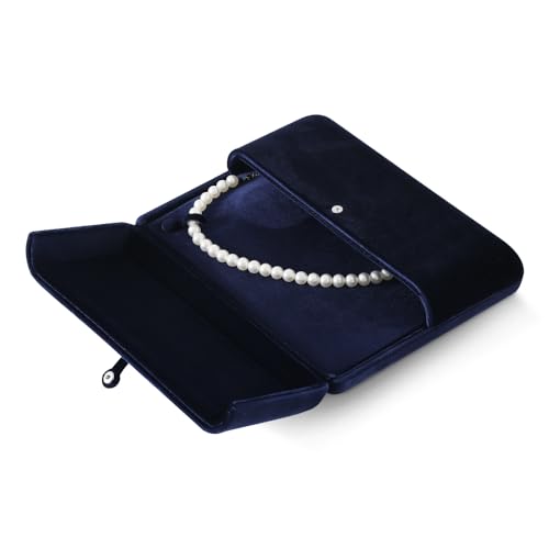 Resilient Velvet Large Necklace Box, Jewelry Organizer Box for Women Girls Bridal, Anti-Tangle Peal Necklace Storage Case for Home Wedding Proposal Engagement Retail Display (Blue) - color: Blue, size: Large Necklace Box