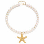 Chunky Beaded Starfish Shell Necklace for Women Colorful Boho Summer Chain Choker Beach Necklace with Acrylic Beads Trendy Chunky Jewelry Gifts - color: XL005F-01