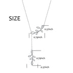Long Necklace Sterling Silver Larait Bar Y Lariat Long Chain Drop Adjustable Necklace Gift for Her, 30" - style: Long Olive Leaf Necklace