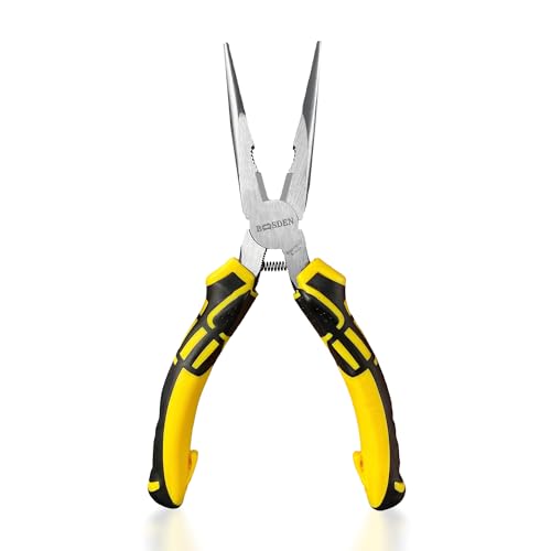 BOOSDEN® 8 inch Needle Nose Pliers with Side Cutters, Precision Long Nose Pliers with Wire Cutters, Professional Needle Nose Spring Loaded Pliers, Used for Cutting Clamping Pinching Jewelry Making - size: 8" (1 Pack)