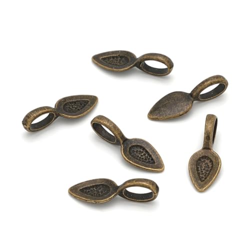 100pcs 21mm Glue On Jewelry Bail Pendant Clasp Antique Bronze 12mm (0.5 Inch) Teardrop Flat Pad Base Bulk for DIY Craft Jewelry Making MC-R1 - color: Antique bronze, size: 21mm (0.83")/Teardrop- 100pcs