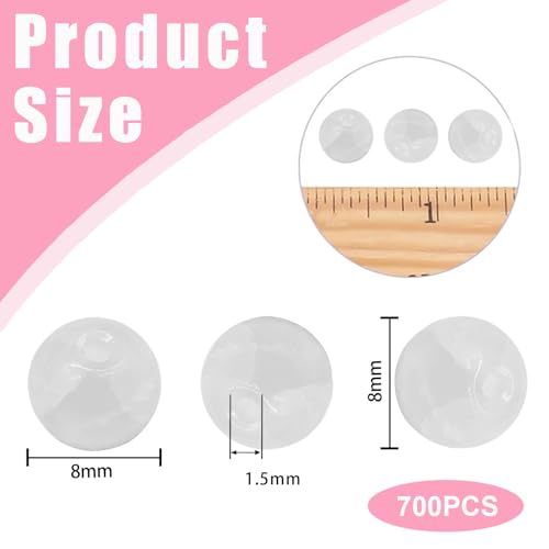 8mm Crackle Glass Beads for Jewelry Making, 700Pcs Round Crystal Beads for Bracelets, DIY Crafts (White Crackle) - color: White Crackle