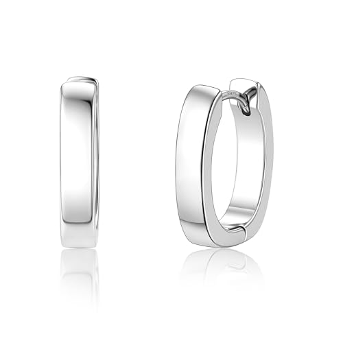 925 Sterling Silver Earrings Small Chunky Hoop Earrings for Women Trendy Huggie Hoop Earrings 14K Gold Plated Hypoallergenic Earrings Small Thick Huggie Hoops Earrings - color: Silver2