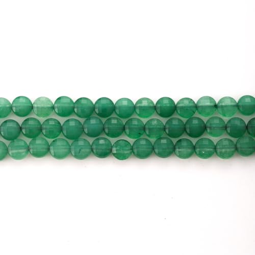 6mm Faceted Natural Green Aventurine Stone Beads Coin Disc Gemstone Spacer Beads for Jewelry Making DIY Bracelet Necklace - color: Green Aventurine