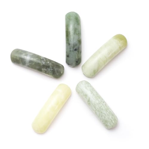 5PCS Natural Green Jade Stone Rectangle Curved Beads Gemstone Pendants Connectors for DIY Bracelet Neclace Jewelry Making - color: Green Jade