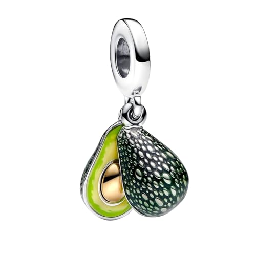 S925 Bead Dangle Charms for Bracelets Necklaces, Compatible with Pandora, Jewelry Making - style: Avocado Double Dangle Charm
