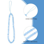 Semi-Precious Gem Stones Beaded Phone Charm Cell Phone Lanyard Wrist Strap Handmade Natural Gemstone Phone Chain string - color: Aquamarine