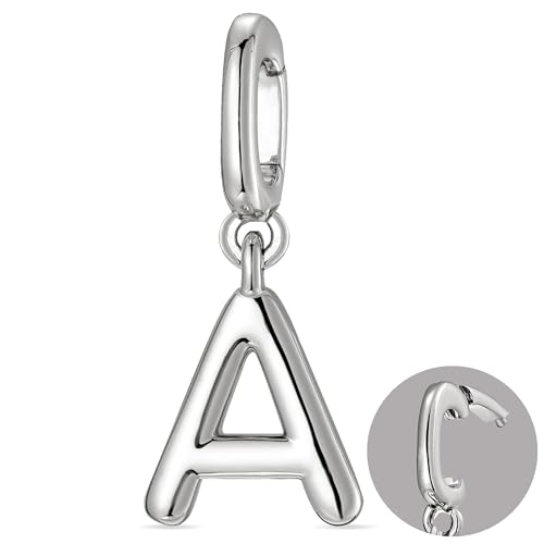 OVRUNS Initial Charm for Women,Letter Bracelet Necklace Charms Alphabet Pendant Charms With Clasp - color: Silver, style: Letter A