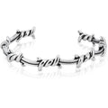 Stainless Steel Cuff Bracelet,Retro Gothic Punk Biker Cool Open Adjustable Cuff Bangle Bracelets Jewelry for Men Silver - style: Barbed Wire