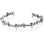 Stainless Steel Cuff Bracelet,Retro Gothic Punk Biker Cool Open Adjustable Cuff Bangle Bracelets Jewelry for Men Silver - style: Barbed Wire