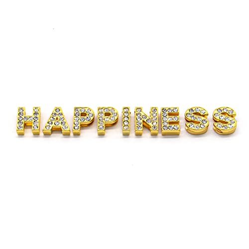 AUEAR, 52 Pack Gold A-Z 8mm Full Rhinestone Slide Charms Crystal Alphabet Letter Alloy for Bracelets Necklace Wristbands DIY Jewelry Making - color: Gold, size: 52 Pack