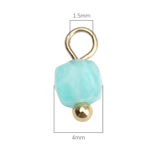 Beadia Natural Faceted Cube Stone Charms 4mm 30pcs with Untarnish Metal Accessories Loose Square Beads for DIY Jewelry Making - color: Tianhe