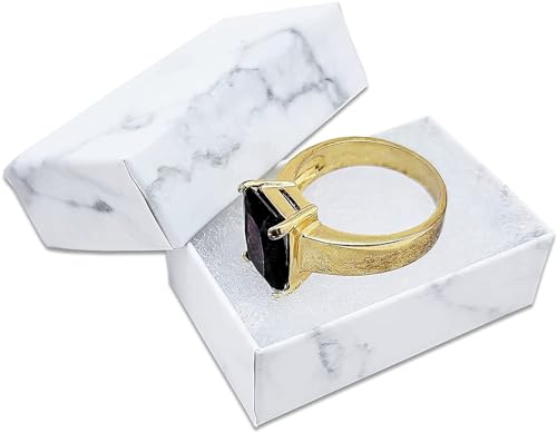TheDisplayGuys - 100-Pack #10 Cotton Filled Cardboard Paper Jewelry Boxes Gift Case - Marble White (1.9" x 1.3" x 0.7") - for Shipping or Storage - size: 1 Count (Pack of 100), style: 1.9" x 1.3" x 0.7" (#10)