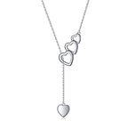 Long Necklace Sterling Silver Larait Bar Y Lariat Long Chain Drop Adjustable Necklace Gift for Her, 30" - style: Long Heart Necklace