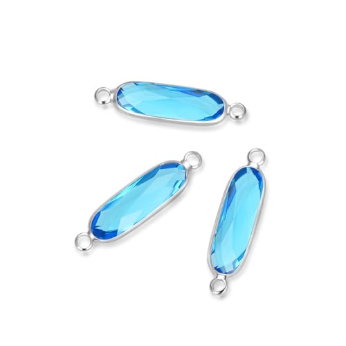 5pcs Adabele Grade A March Aquamarine Blue Birthstone Connector Link 21mm Rectangle Bar Sterling Silver Plated Crystal Rhinestone Bead for DIY Craft Jewelry Making CCP9-S3 - color: March/Blue - Silver Plated, size: 21mm (0.83") - 5pcs