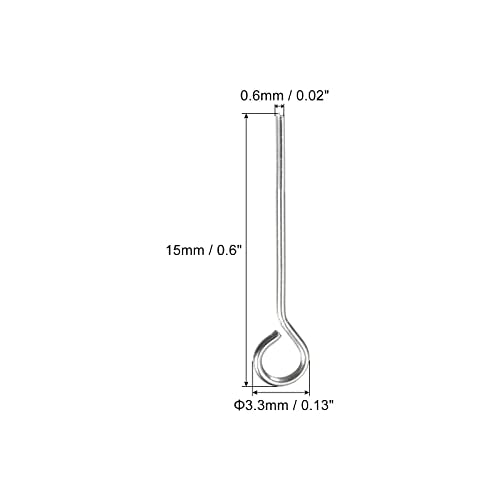 PATIKIL 200Pcs 304 Stainless Steel Jewelry Eye Pins 15mm 22 Gauge Silver Open Eye Pins for Jewelry Making DIY Craft Necklaces Bracelets Earrings - color: Silver, size: 15mm