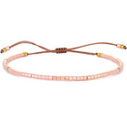 KELITCH Adjustable turquoise bead bracelet single color knitting friendship bracelet fashion jewelry daily wear gift (28 color selection) - color: Pink 04G