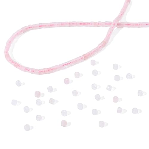 BEADIA Natural Rose Quartz Short Cylinder Beads 2x3mm 155pcs Tube Loose Semi Gemstone Beads for Jewelry Making Design - color: Rose Quartz