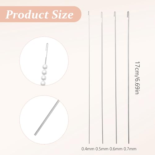 Nogeqi 4 Pcs Beading Needles for Jewelry Making,4 Thickness Styles Bead Spinner Needles,Bead Threader,Needle-Free Beading Supplies for Beaded Bracelets, Necklaces, DIY Handmade(Thin Needle)