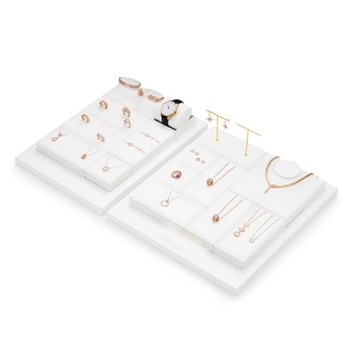 3 Slot PU Leather Necklace Jewelry Stand Pendant Drawer Organizer Tray White Bracelets Display Holder USP-TT16609-new (White) - size: 6.3" x 3.15" x 0.98"
