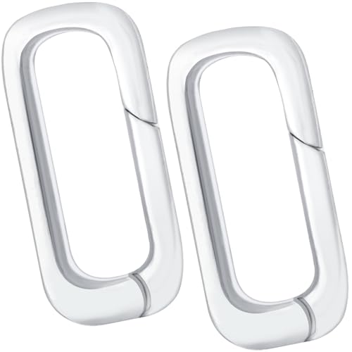 Pndeyo 2pcs 925 Sterling Silver Jewelry Clasps, Hypoallergenic Necklace Enhancer Shortener, Spring Bail Clasp Rings Connector Clips for Bracelet Anklet Jewelry Making- Silver