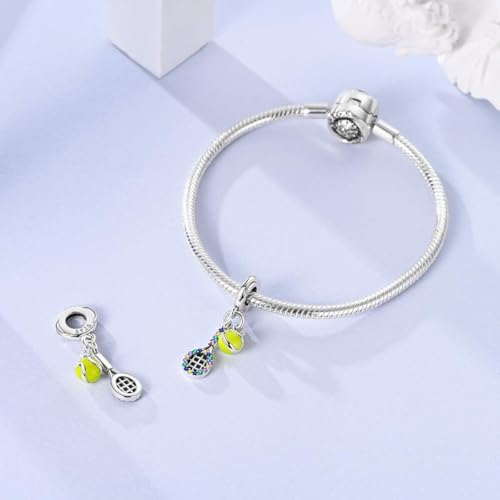 LAZA 925 Sterling Silver Charm for Bracelet Necklace Dangle Love Mom Butterfly Party Charm Beads Pendants DIY Jewelry for Women - color: Tennis sports