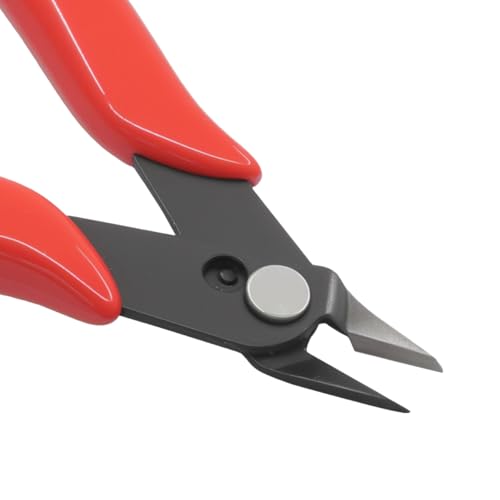 5 Inch Micro Wire Flush Cutters, 3Pcs Spring Loaded Precision Wire Snips for Jewelry, 3D Printing, Electronics & Crafts - Red - color: Red