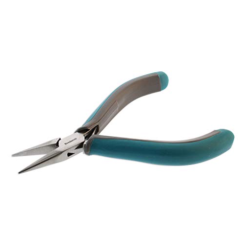 The Beadsmith Simply Modern Chain Nose Pliers, 4.5 inches (114mm) with polished steel head, PVC grip handles and double-leaf springs, tool for jewelry making - size: Chain Nose