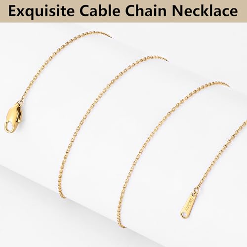 Gacimy Chain Necklace for Women, 14K Gold Plated/Silver Tone Cable Chain for Women, 1.1/1.3mm Thin Dainty Necklace Chains 16-24 Inch - size: 20 Inches, style: 1.1mm Gold