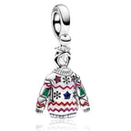 925 Sterling Silver Charms for Bracelets Gold Love and Heart Charms Cherry Blossom Dangle Beads Jewelry for Women - color: Christmas Sweater