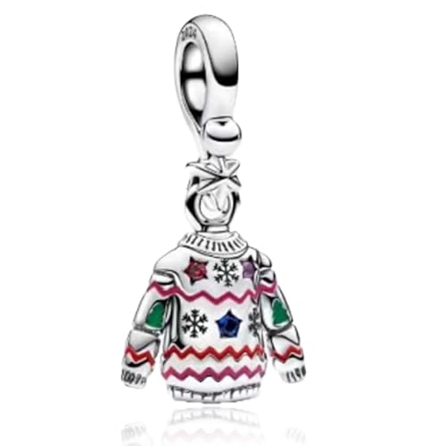 925 Sterling Silver Charms for Bracelets Gold Love and Heart Charms Cherry Blossom Dangle Beads Jewelry for Women - color: Christmas Sweater