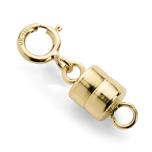 Jewelili Yellow Gold Filled Round Magnetic Clasp Converter | Converts Necklaces or Bracelets with Spring Ring Clasp | 1 Piece | Gift Box Included | Timeless Fashion Jewelry - color: Yellow Gold Filled, size: 1 Clasp