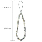 Semi-Precious Gem Stones Beaded Phone Charm Cell Phone Lanyard Wrist Strap Handmade Natural Gemstone Phone Chain string - color: Green Grass Stone