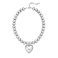 Gold Heart Pendant Necklaces for Women Colorful Acrylic Resin Beaded Choker Necklace Fashion Chunky Statement Beaded Heart Necklace - color: White-gold