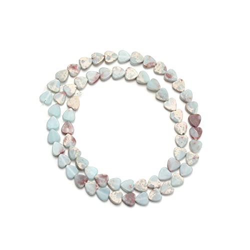 6mm Natural Azure Imperial Jasper Stone Beads Heart Shape Cute Fine Gems Spacer Beads Fit Jewelry Making DIY Exquisite Necklace Bracelet Accessory - color: Azure Imperial Jasper