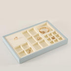 Dark Blue Jewelry Display Tray Ring Necklace Earring Bangle Organizer Multifunctional Storage Case for Jewelry Showcase (Small 4 Grids Tray(beige)) - color: 24-4 Gird Tray