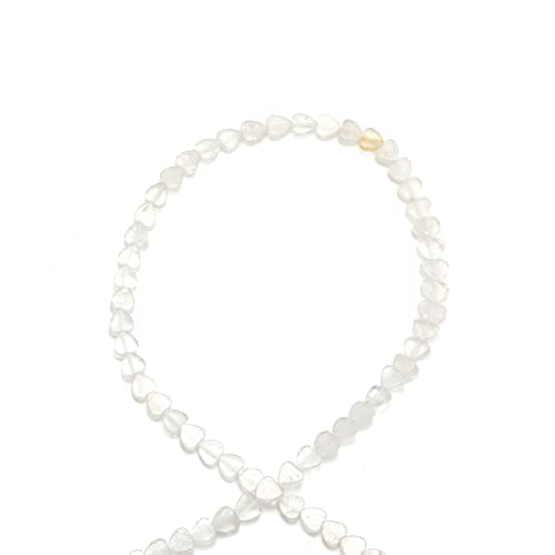 6mm Natural White Crystal Stone Beads Heart Shape Cute Fine Gems Spacer Beads Fit Jewelry Making DIY Exquisite Necklace Bracelet Accessory - color: White Crystal